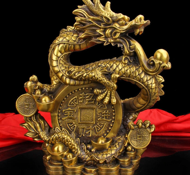 

Exquisite Chinese Very beautiful pure copper dragon crafts Decoration Statue