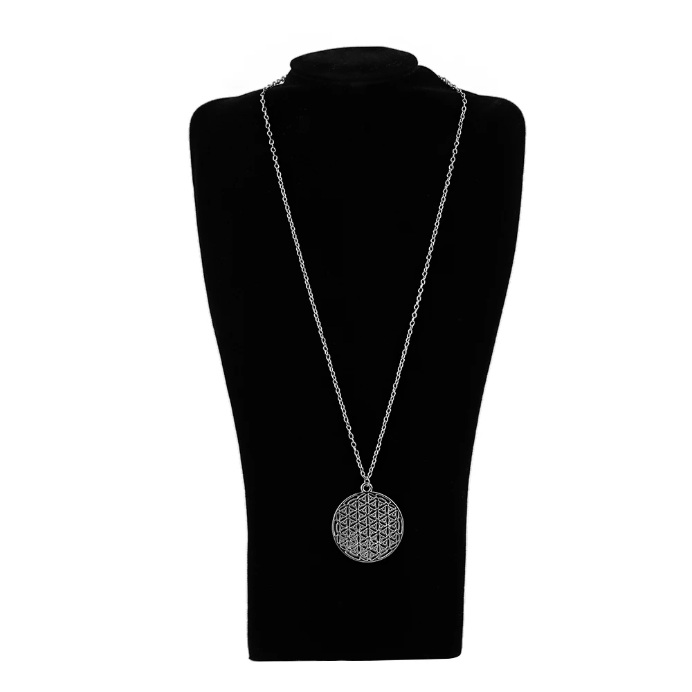 1 шт модный винтажный кулон цветок жизни Священная Геометрическая Серебряная цепочка Ожерелье ювелирные изделия
