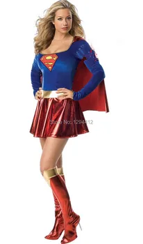 

Free shipping Superman for woman cosplay Halloween party costume Superman game uniforms Free size hot sale