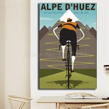 Alpe bicicleta de montaña bicicleta paseo Vintage Retro Kraft arte lienzo Poster pintura impresión de imagen de pared hogar dormitorio decoración Giclee