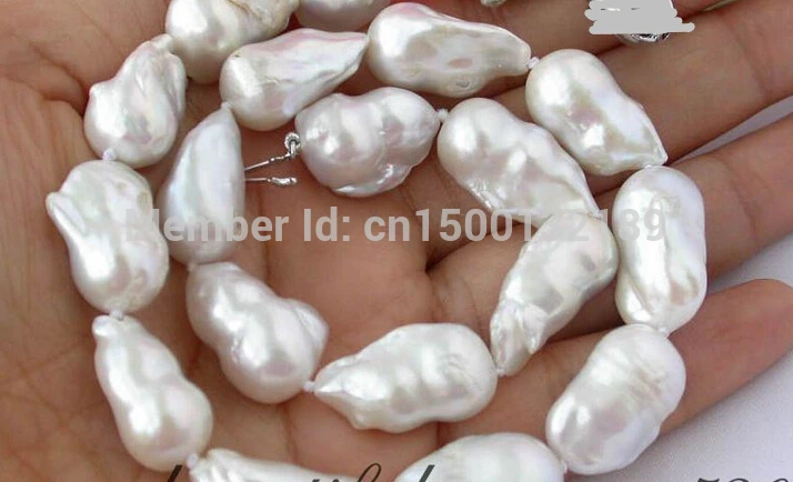 

xd j0034 huge 17" 27mm white baroque keshi reborn pearl necklace AAA