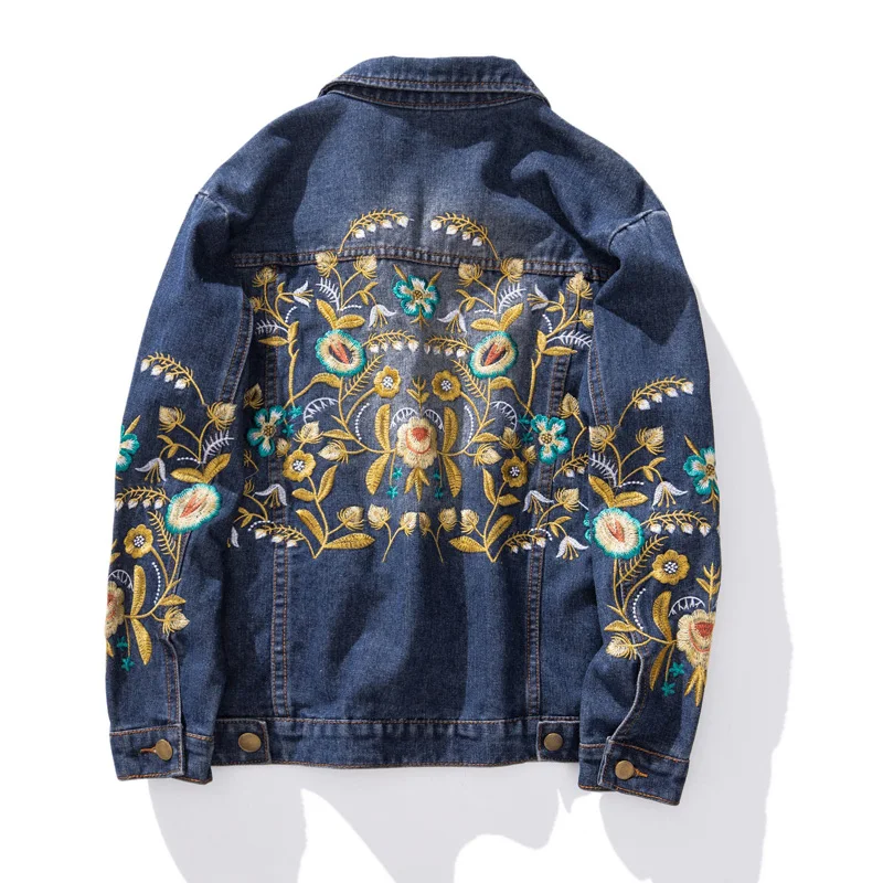 plus size women fat mm spring autumn bf wind Embroidery jean jacket female denim Korean jacket women tide veste femme coat women