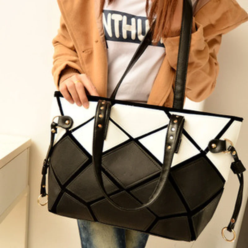 

2019 New European and American Style Ladies Handbag Geometric Mosaic Water Cube Female Shoulder Bag Collision Color Bag #197915