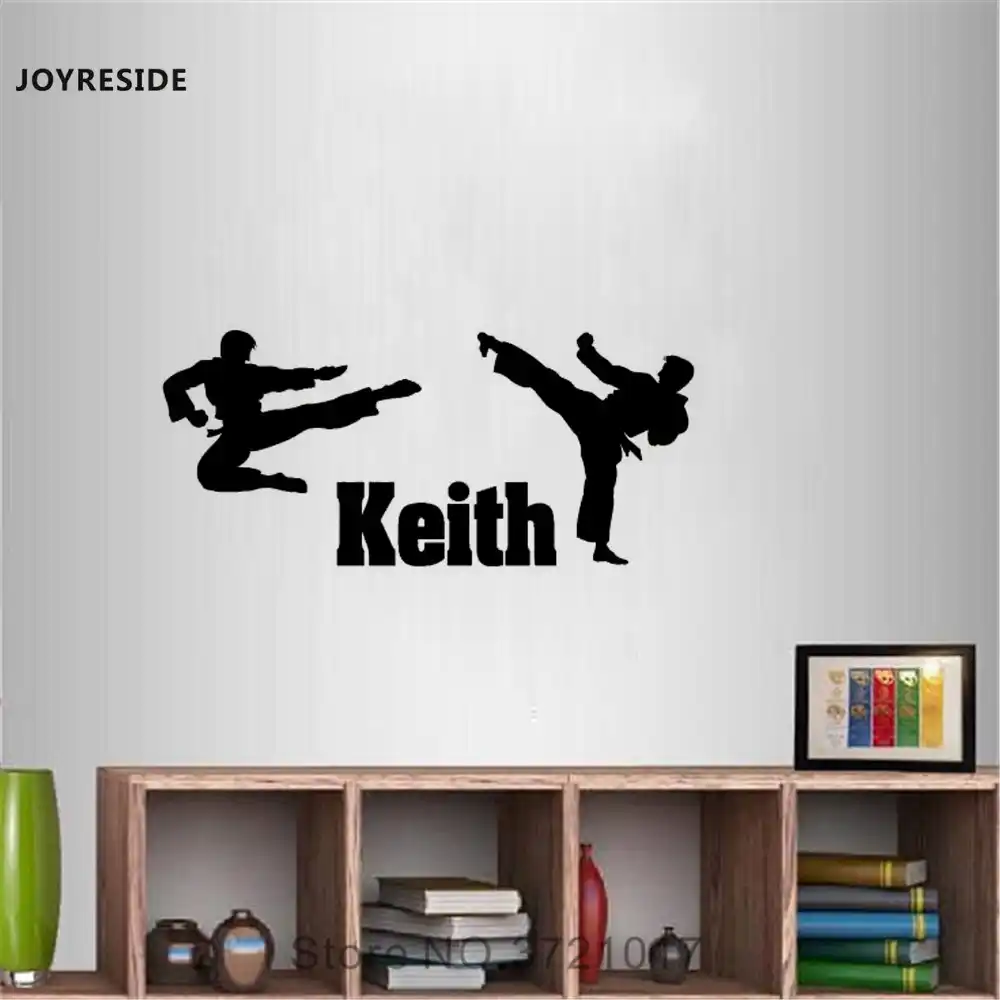 Custom Vinyl Decal Stickers for Bedrooms Martial Arts with Personalized Name