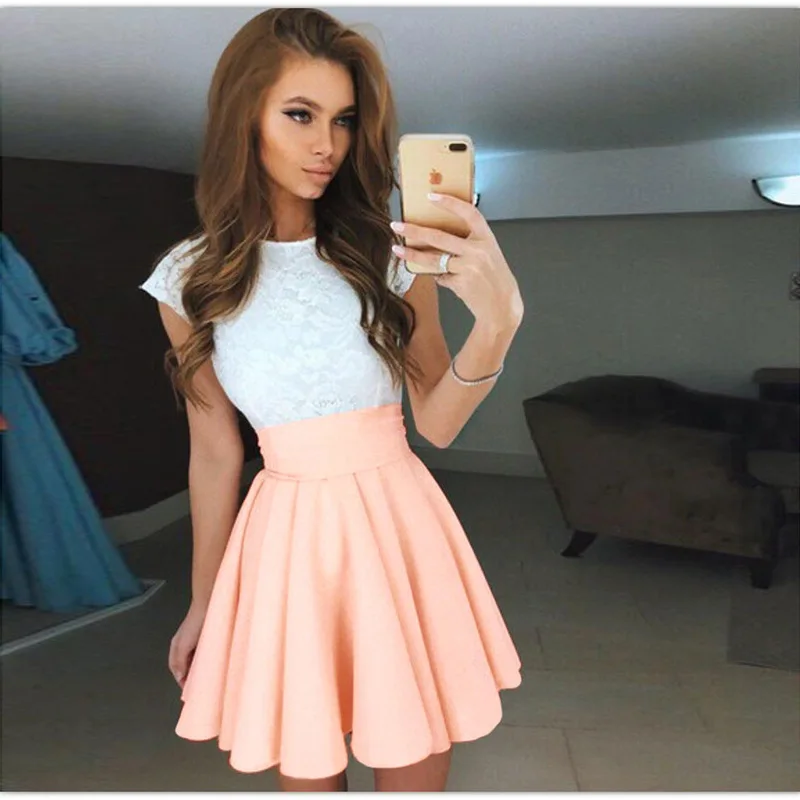 

Women lace patchwork o-neck short sleeve dress dresses Vestidos for women female lady sexy party dress women's dresses S M L XL