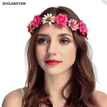 

DUOJIAOYAN hot style manual flower garland wedding custom wreath festival women headband accessories