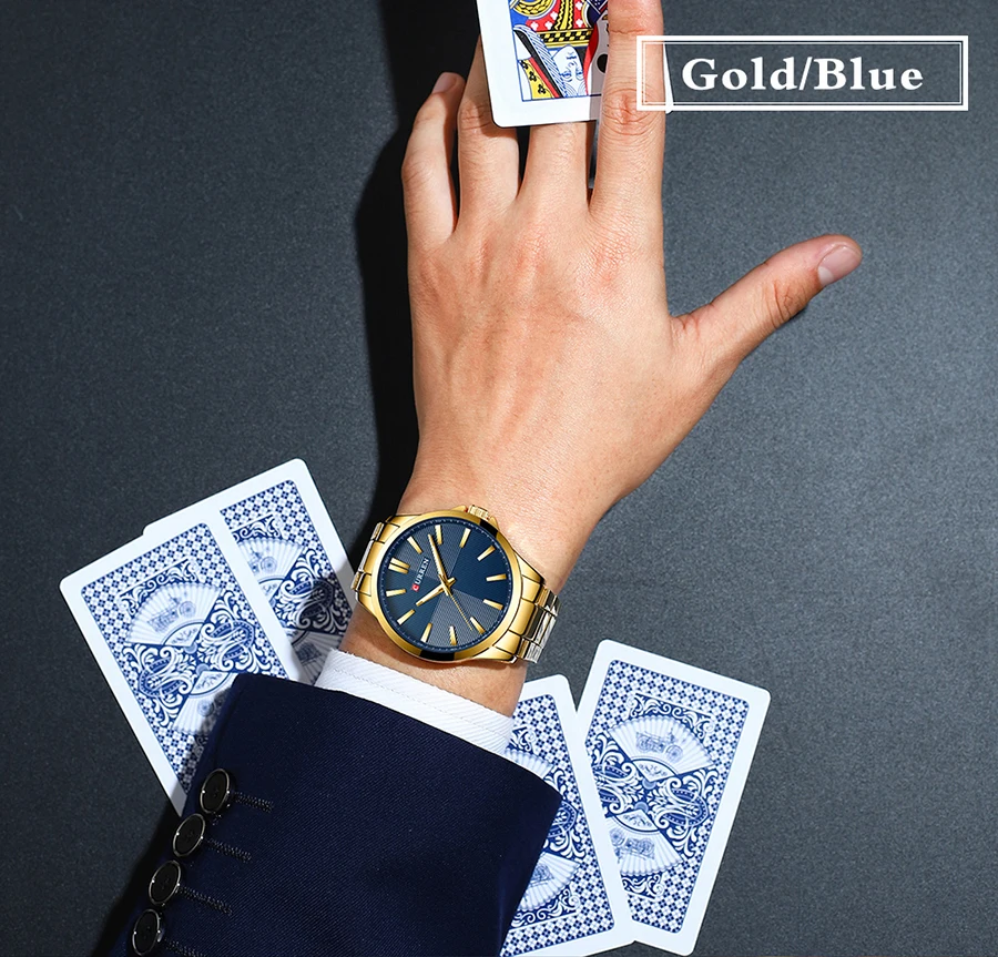 Curren Мужские часы s золотые черные кварцевые мужские часы лучший бренд Роскошные водонепроницаемые мужские часы из нержавеющей стали мужские часы наручные часы