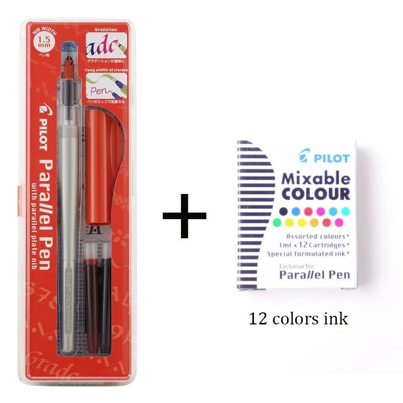 Япония пилот FP3-SS параллельная ручка 1,5 2,4 3,8 6,0 чернила художественная ручка рот ручка английская каллиграфия ручка 12 цветов чернильные картриджи - Цвет: Red with 12 inks