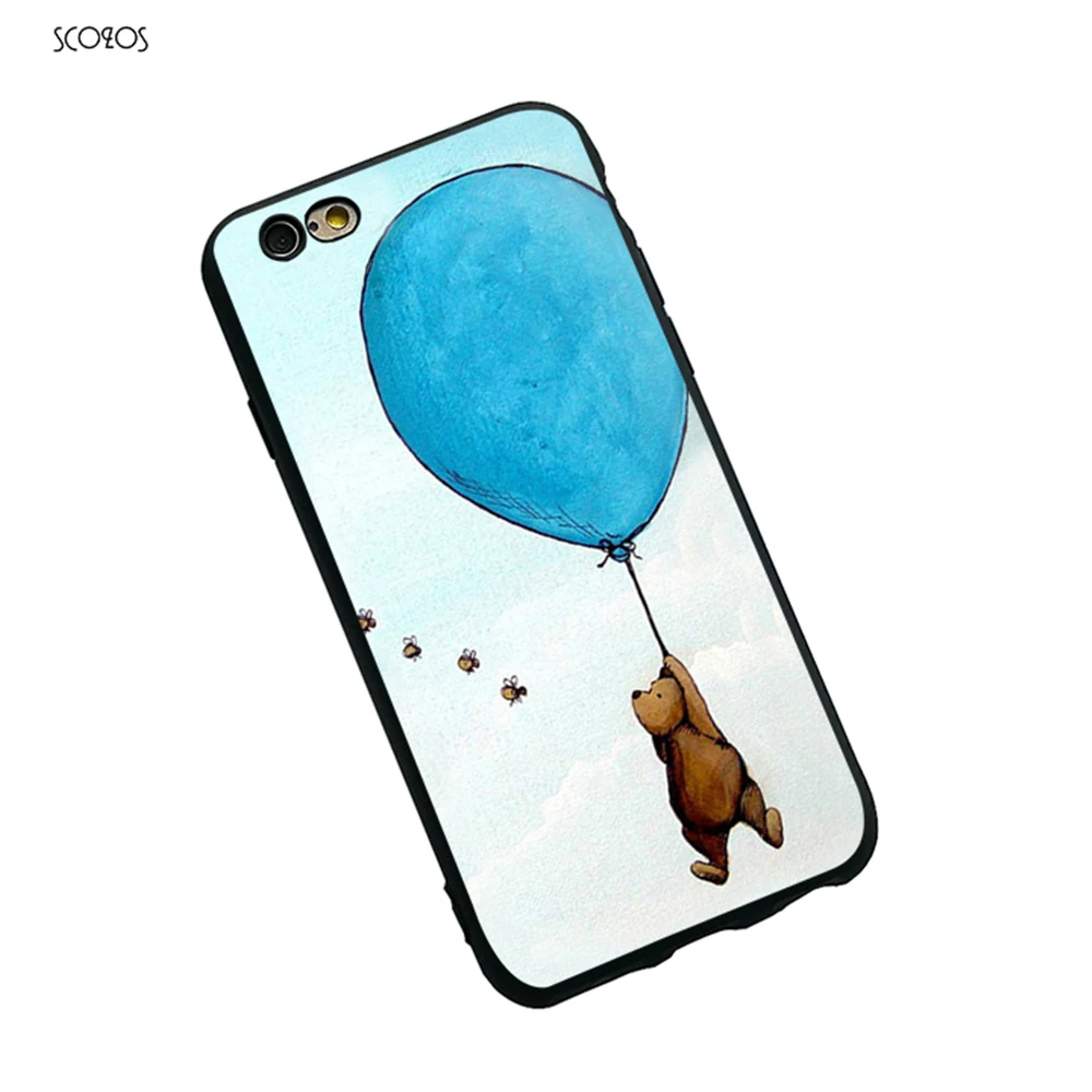 SCOZOS Bear Hanging On Balloon Silicone phone case soft Cover For Iphone X 5 5S Se 6 6S 7 8 Plus #ta43 |