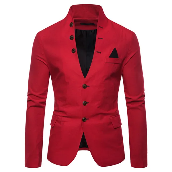 Роскошный мужской блейзер высокого качества, английский модный приталенный мужской костюм, блейзеры, однобортный смокинг, вечерние, свадебные - Цвет: Red Suit Blazer