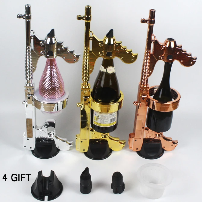 

Wine Pourers 3 Colors 4 Styles Multi-function Champagne Jet Gun Latest Bar KTV Atmosphere Prop Give 4 Gifts Metal Quality Bottle