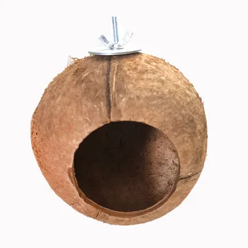 

Transer Browm Natural Coconut Shell Bird Nest House Hut Cage Feeder Coconut Shell Pet Parrot Hamster Toy 19Jan11 P40