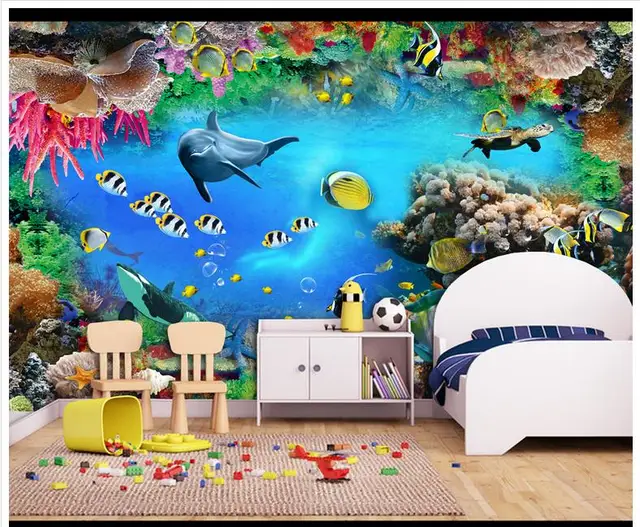 High End Custom Wallpaper Wall Murals Fantasy High End Custom Wallpaper Wall Murals Fantasy Submarine World Beautiful Cartoon Children Room Background