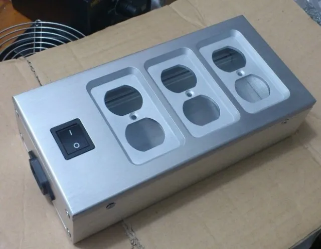 New Six Power Socket Box /all Aluminum Silver Power Socket Case - Home ...
