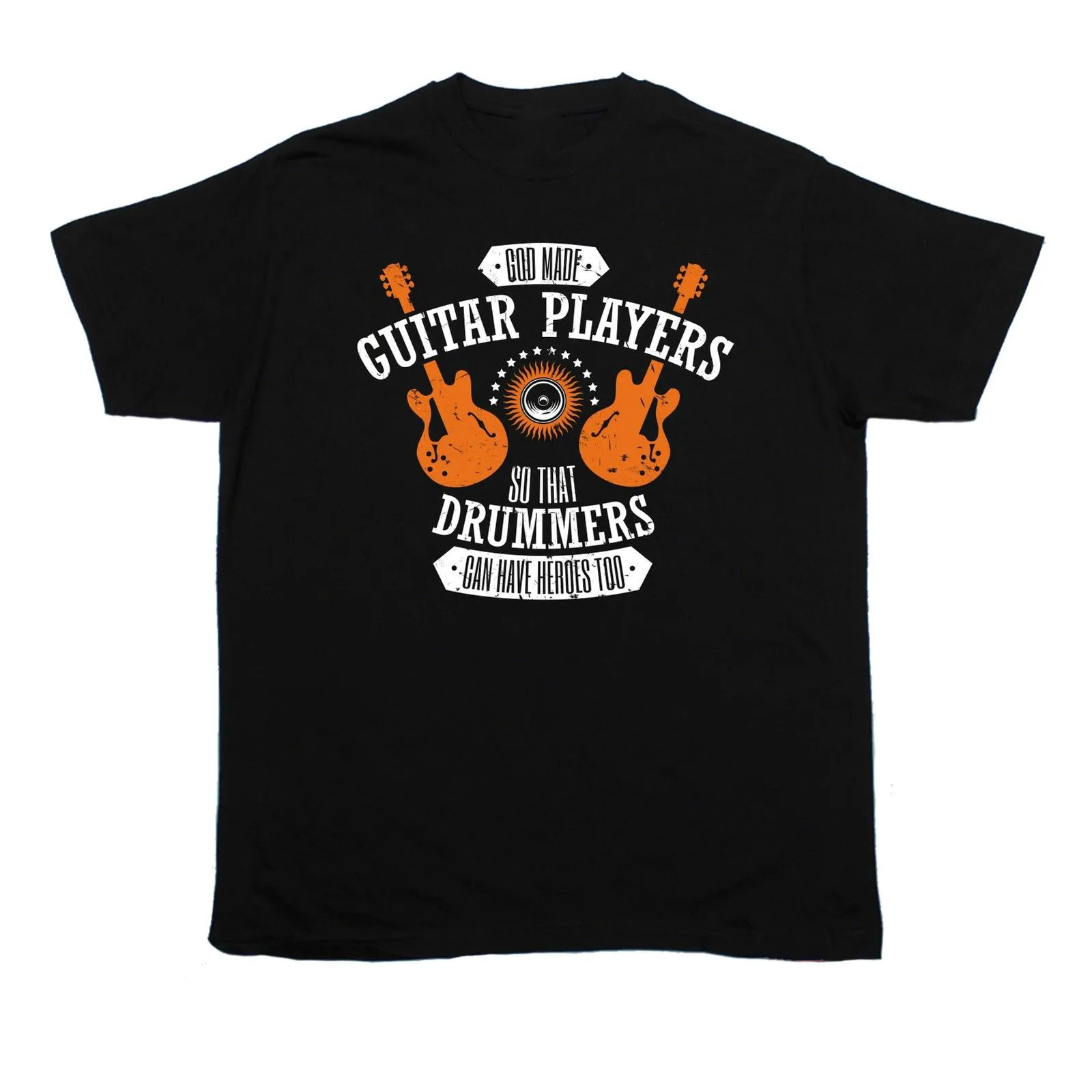 

Personalized God Made Guitar Drummers Heroes Too T-shirt Fun Birthday Fashion Gift Tee Cotton T-Shirts for Men Boys