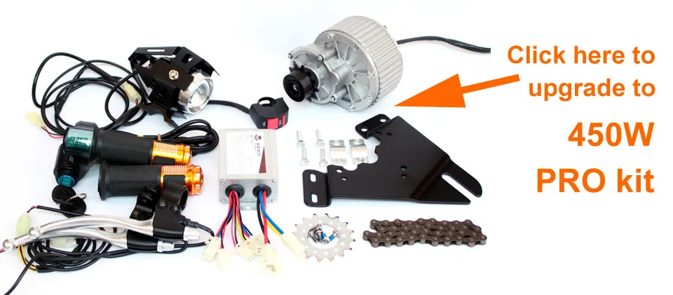 Excellent 24V36V 450W Electric Bike Conversion Kit For Disc Brake Rotor Left Side Mounting Electric Bicycle Motor Kit With Thumb Throttle 5