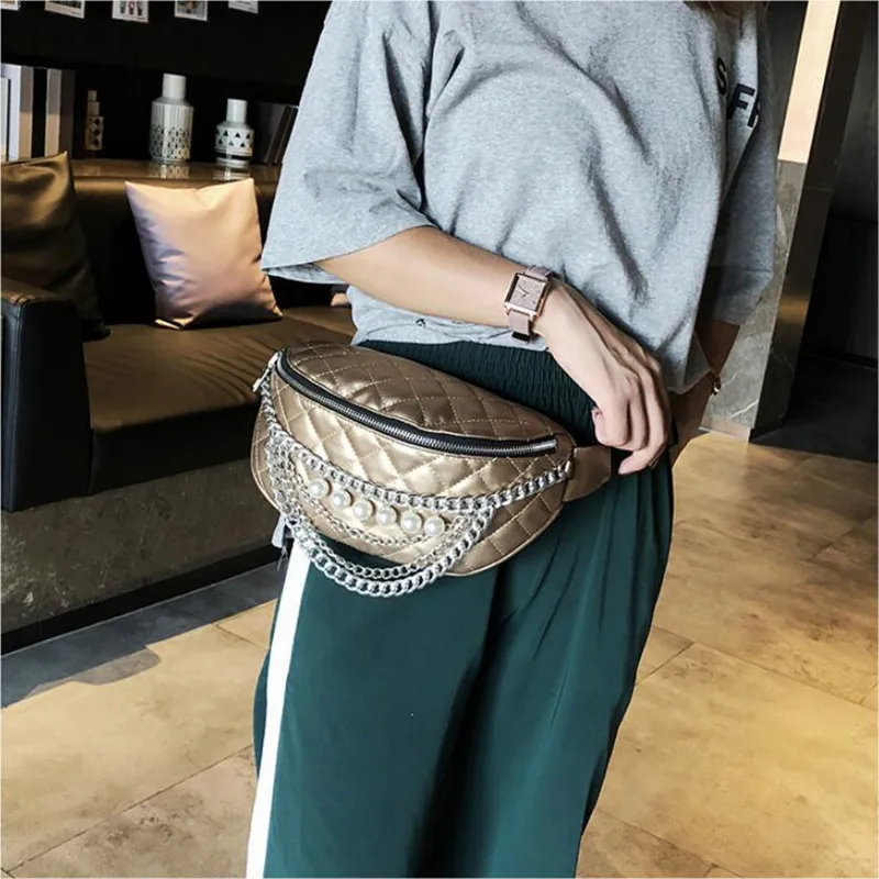 Женская мода жемчужина Лин сетки цепи талии сумка Bananka отдыха и путешествий поясная сумка Для женщин прогулок по магазинам группа живота
