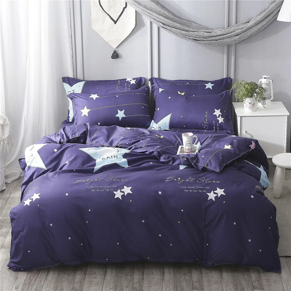 Purple White Pentagram Bedding Sets Kid Teen Girl Boy