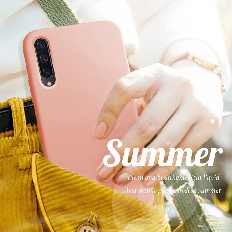

Case for samsung Galaxy A50 Liquid silicone sleeve phone case for samsung A 50 A505f soft tpu protection back cover sansung a50