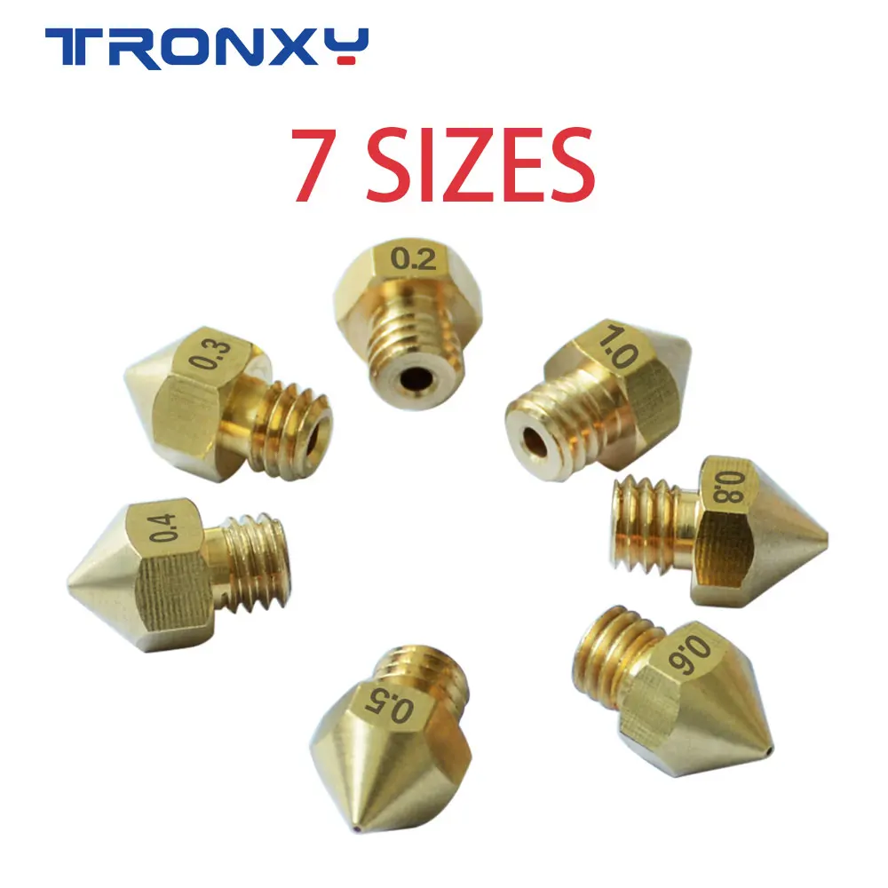 MK8 M6 Stainless steel Nozzle 1.75mm 0.2-1.0mm For creality cr-10 ender lot