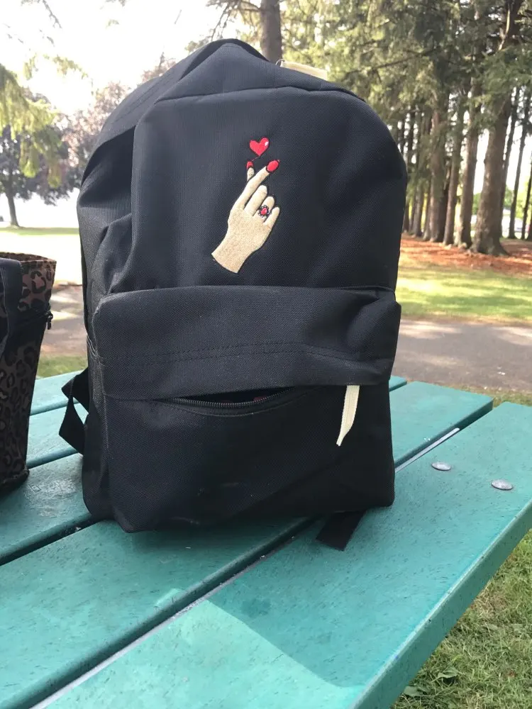 rose canvas backpack women bag men  (5)