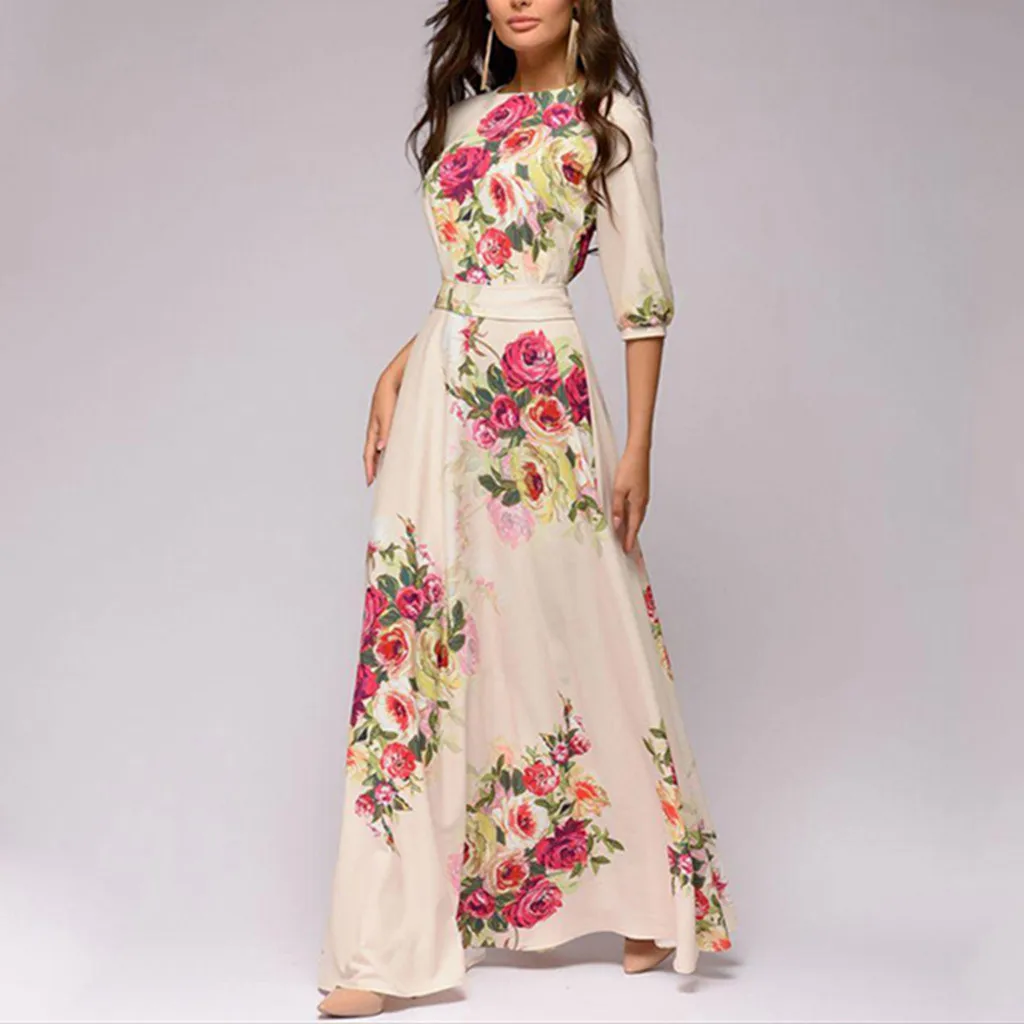 CHAMSGEND, женское платье, vestidos, летнее платье, модное, бохо, для девушек, повседневное, o-образный вырез, половина рукава, для вечеринки, сексуальные платья, халаты L0420
