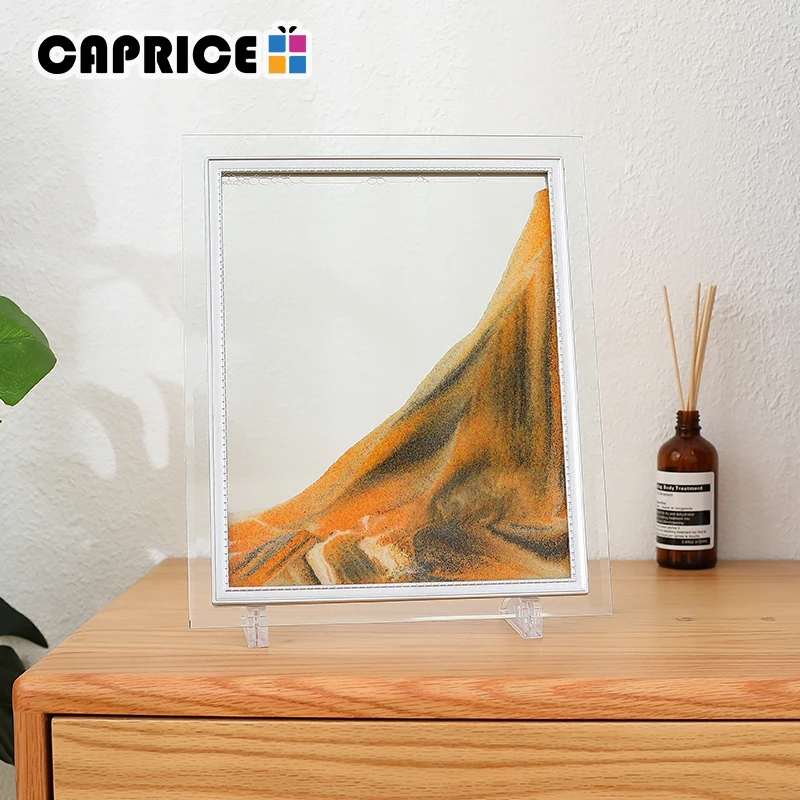 Marco de arena líquida paisaje cuadro de vidrio móvil pintura intercambiable foto ornamentos hogar Oficina Decoración WMSLH