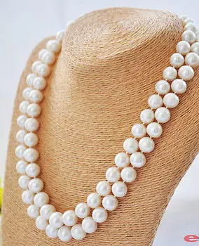 

Gorgeous 34 "10-11mm akoya white round freshwater cultured pearl necklace AAA