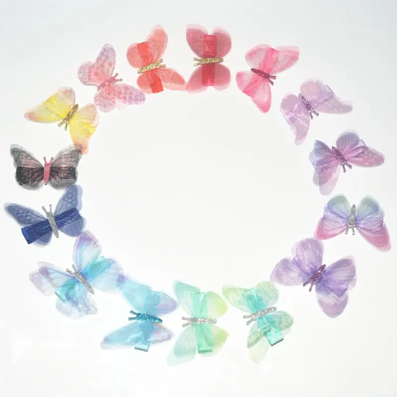 

5Pcs/Set Fairy Fake Butterfly Alligator Clip Shimmer Sequin Kids Barrette Princess Theme Party Colorful Hair Styling Accessories