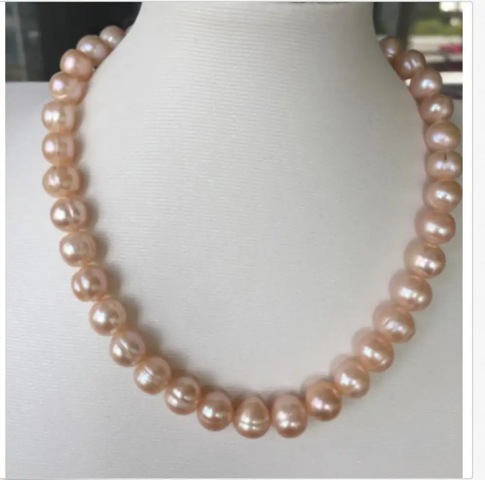 Gorgeous9-10mm ЮЖНОГО МОРЯ барокко золото ожерелье из розового жемчуга 14 k