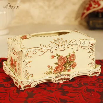 

European ivory porcelain box European Ceramic napkin box box decoration luxurious palace