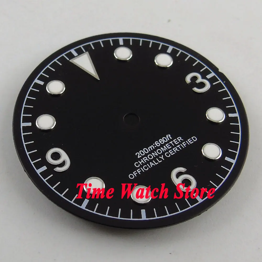 30 4 мм черный циферблат светящиеся белые Часы Marks fit ETA 2824 2836 MIYOTA 8215 821A