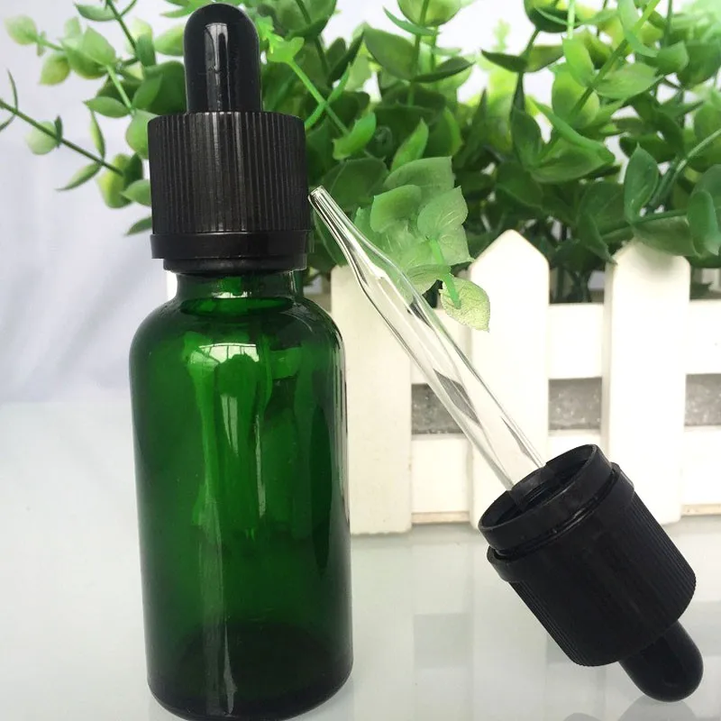 Green Glass Dropper Bottles With Childproof Cap Tip Dropper Essential Oil Glass Bottle Cosmetics ...
