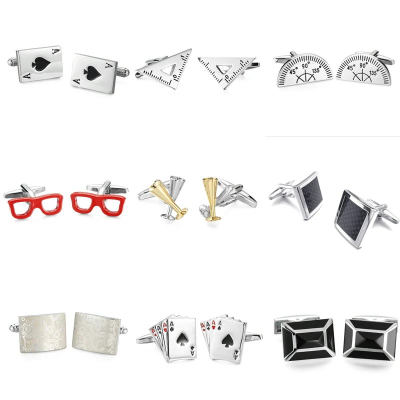 

DY high quality brass, playing cards bullets boxing gloves laser lattices cufflinks Novelty fashion Man French shirts cufflinks