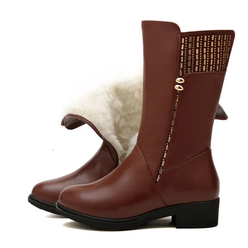 stylish leather high heel women boots