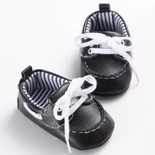 2016 Мода Классический Отдых Синий Младенческая Малышей Baby Boy Kid Prewalker PU Кожаные Ботинки Кроватки Малыша Мягкой Подошве Бездельник 0-1 лет