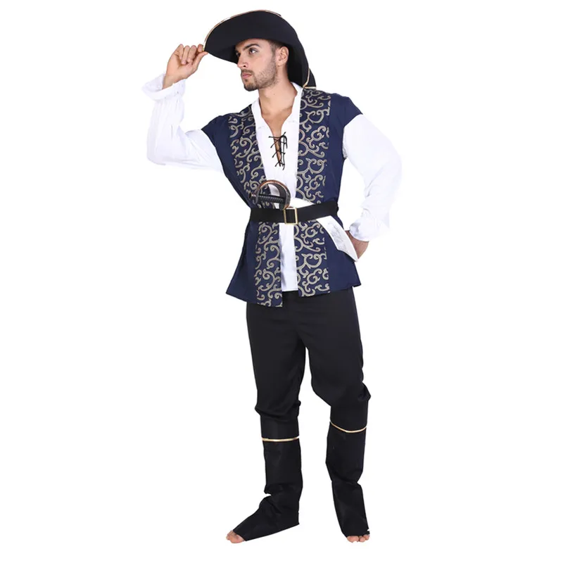 Для мужчин Pirate Captain Костюмы для косплея взрослых Рождество Хэллоуин форма