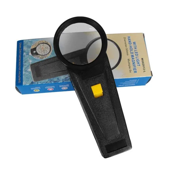 5x Pocket Size Wide Handle Hand Held magnifier with light for reading