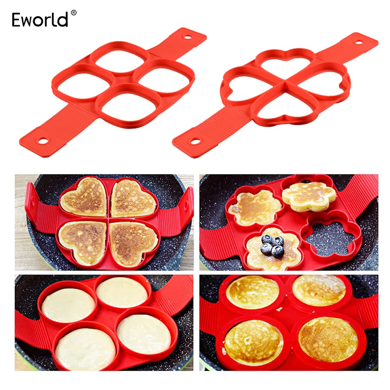 Eworld сковорода для яиц, откидная форма для завтрака, силиконовая антипригарная форма для приготовления блинов, инструмент для приготовления кастрюля для сыра яиц, кухонная форма, Аксессуары для выпечки