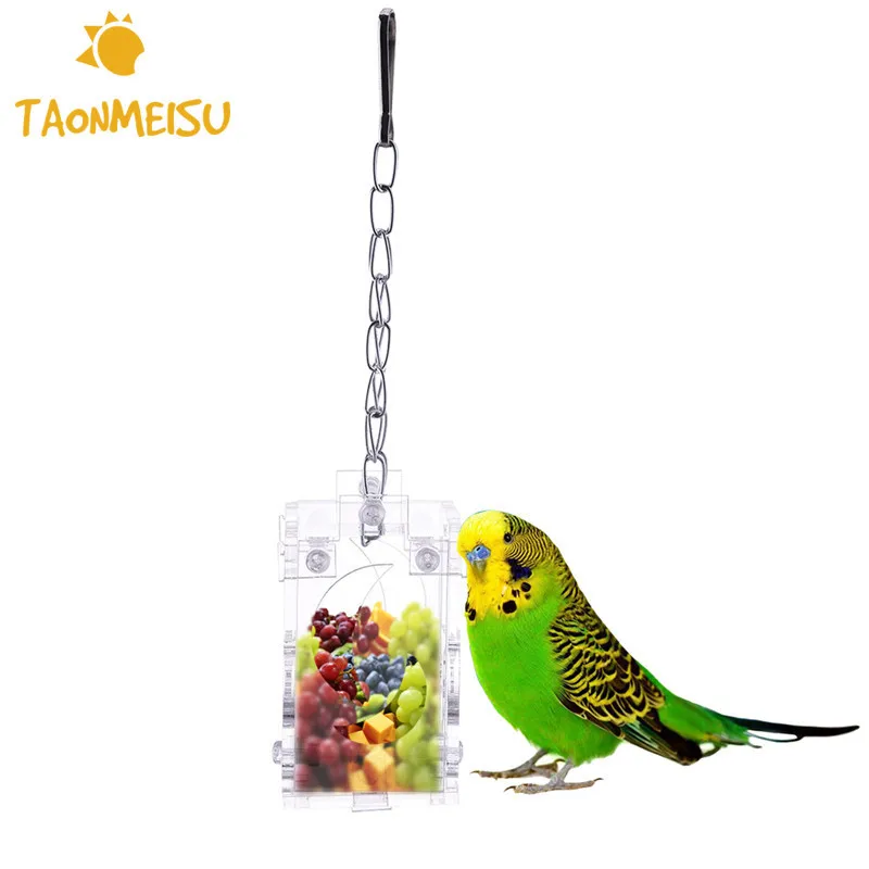 

Transparent Acrylic Bird Feeder Hang Foraging Toys Pets Macaw Cockatiel Parrot Treat Hunt Feeds Pets Birds Accessories