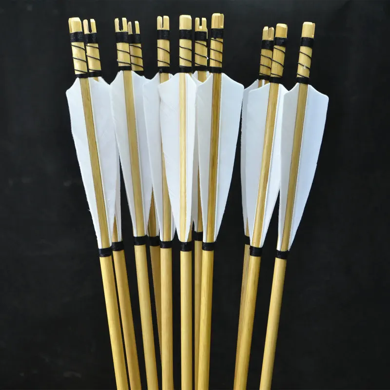 

12x Handmade Wooden Arrows Turkey feather for 25-50lbs Longbow Recurve Bow Hunting Archery for 80cm High Quality freeshipping