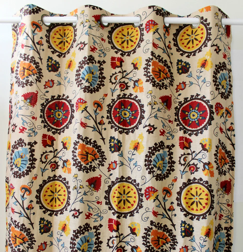 new wholesale vintage pattern linen window ready curtains panel door