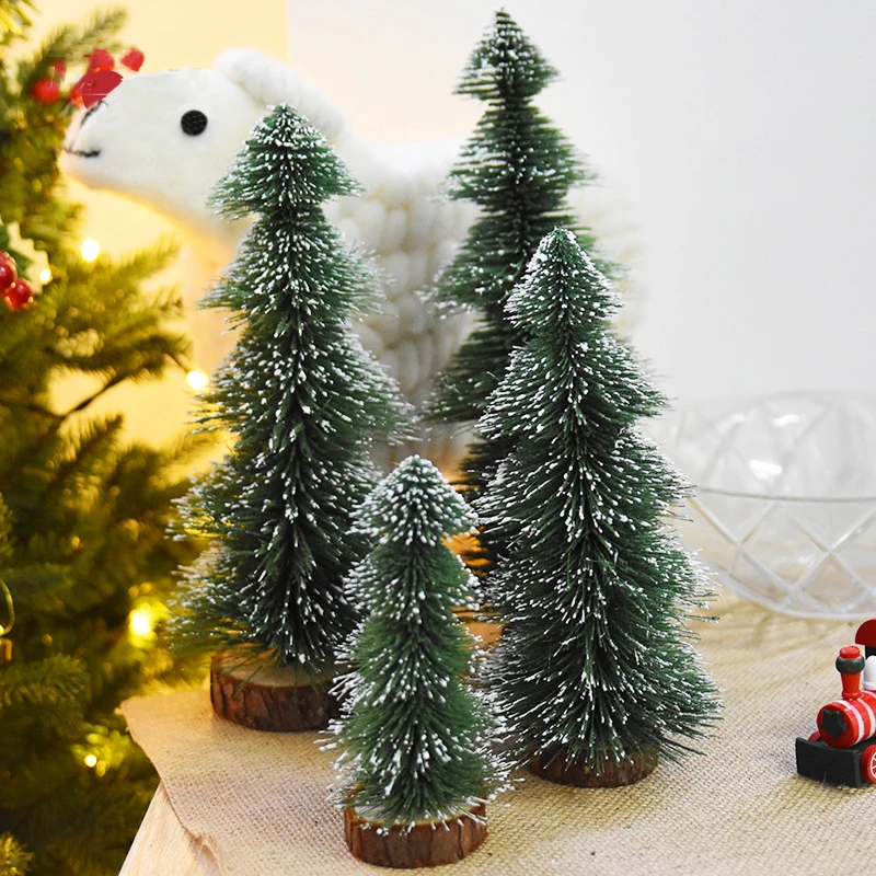 Mini Christmas Trees Home Decoration PVC Party Ornaments Xmas Tree Snowflake Decor Gift for Friends |
