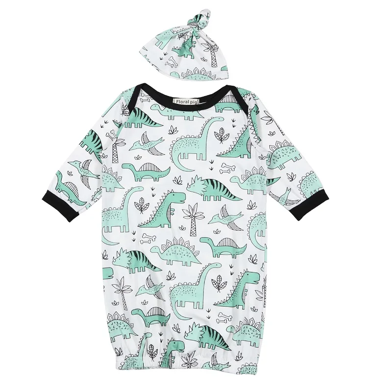 Set Of Baby Sleepwear Baby Boys Girl Dinosaur Pattern Long Sleeve Two