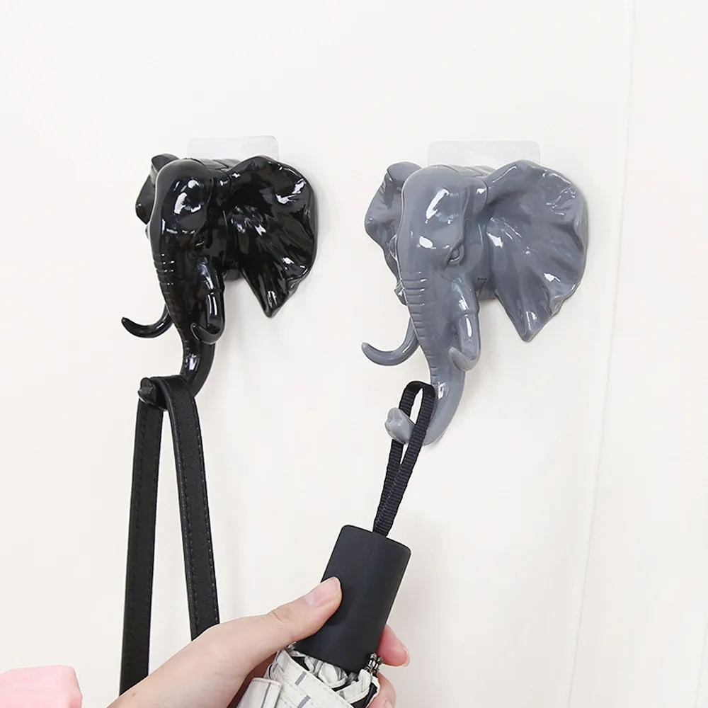 

Elephant Head Animal Self Adhesive Clothing Display Racks Hook Coat Hanger Cap Show Door Wall Bag Keys Sticky Holder Room #K27