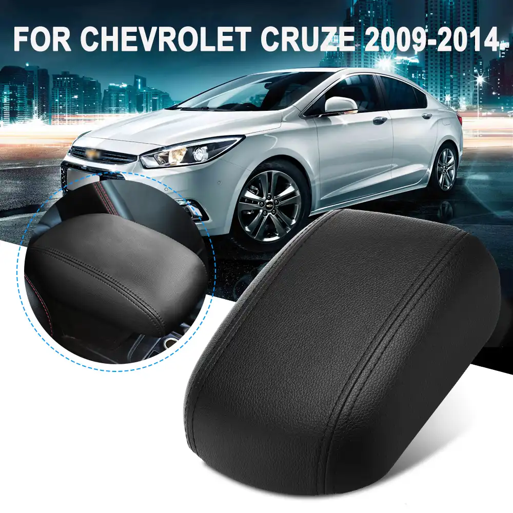 For Cruze 2009-2014 Center Console Lid Armrest Cover Leather Synthetic Black
