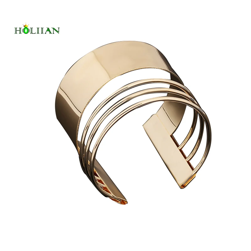 

Hot women official simple Gold-color bangle wide wrap arm bangle cuff big punk hiphop modern fashion adjustable jewelry bijoux