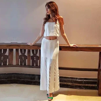 

Seamyla 2020 New Elegant Bandage Suits Women Summer Sets 2 Two Pieces Night Out Sexy White Celebrity Club Party Suit Sets Outfit