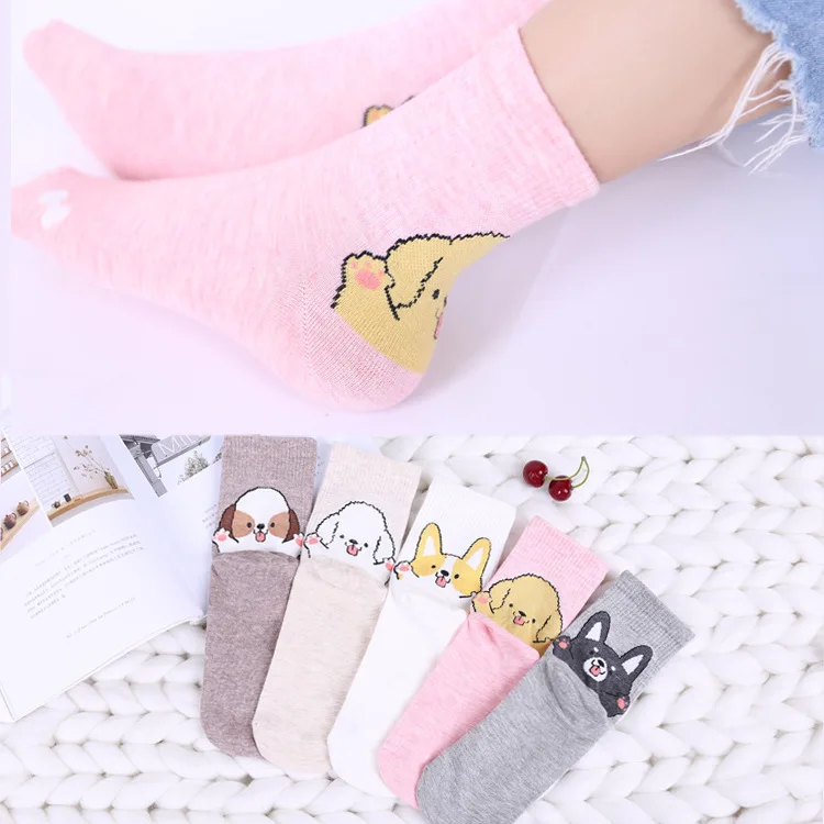 

Hot Autumn Winter Women Socks Cartoon Dog Cotton Casual Girls Kawayi Cute Harajuku Style Meias Funny Socks Cute Cotton New