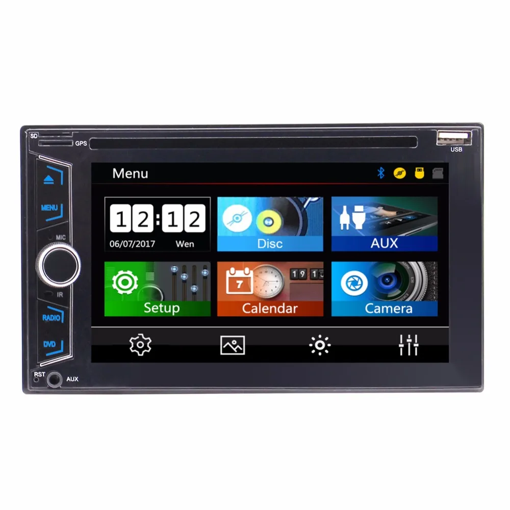 

6.2" Wince Double Din Car Radio Car Audio Head Unit Car DVD Player GPS Navigation AM/FM Touch Screen SWC Bluetooth Subwoofer